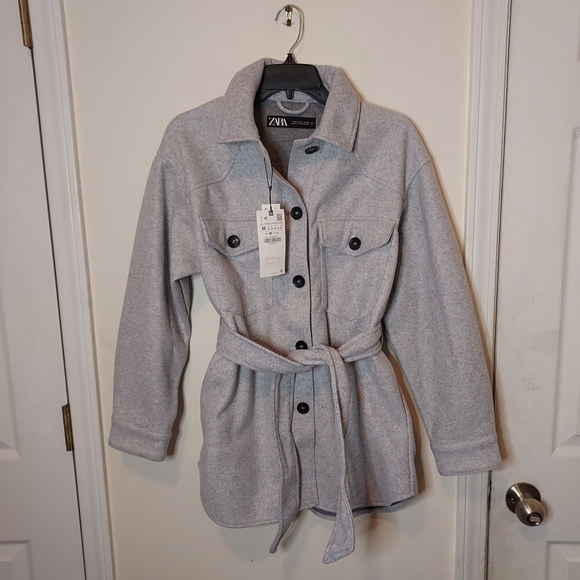 ZARA soft belted overshirt - Picture 9 of 10